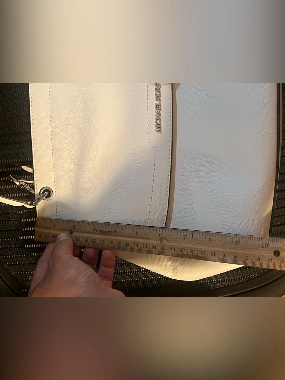 Michael Kors Talia MK Satchel Flap Bag White Saffiano Leather